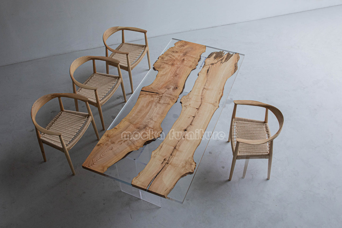 Resin Wood Dining Table - MOOKAFURNITURE