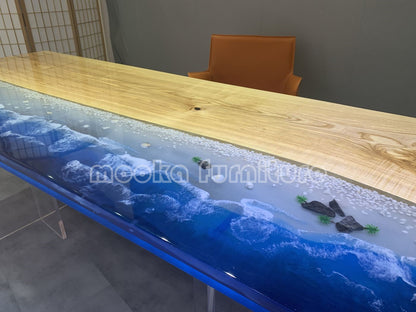 Resin Wood Dining Table - MOOKAFURNITURE