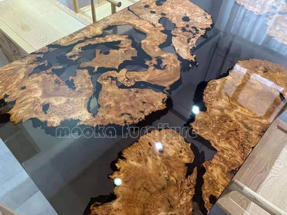 Resin Wood Dining Table - MOOKAFURNITURE