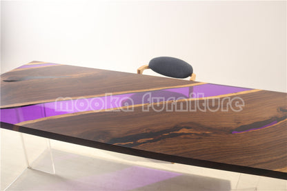 Resin Wood Dining Table - MOOKAFURNITURE