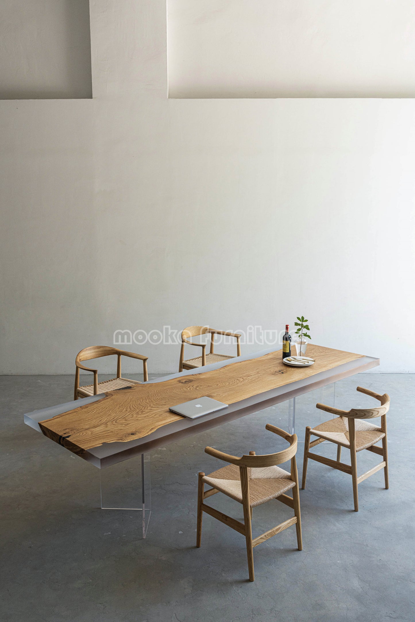 Resin Wood Dining Table - MOOKAFURNITURE