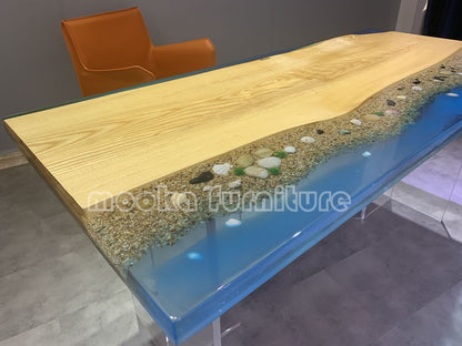 Resin Wood Dining Table - MOOKAFURNITURE