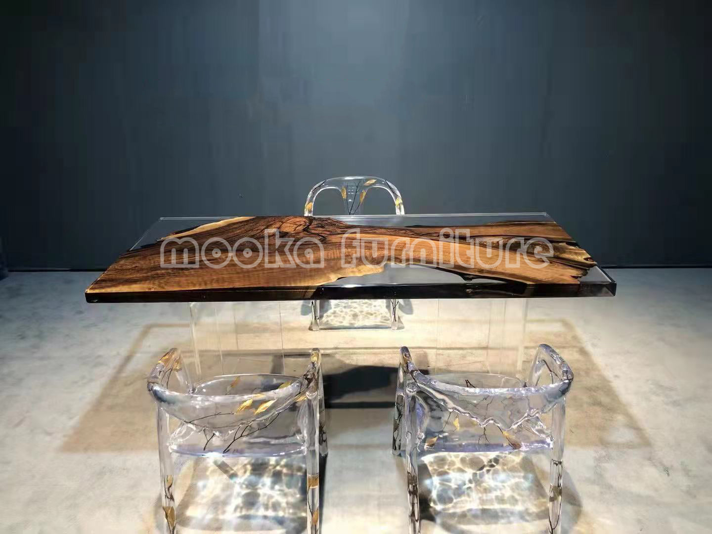 Resin Wood Dining Table - MOOKAFURNITURE