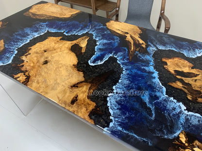 Resin Wood Dining Table - MOOKAFURNITURE