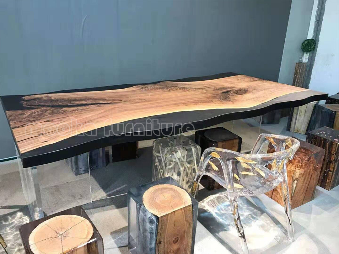 Resin Wood Dining Table - MOOKAFURNITURE