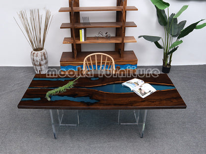 Resin Wood Dining Table - MOOKAFURNITURE