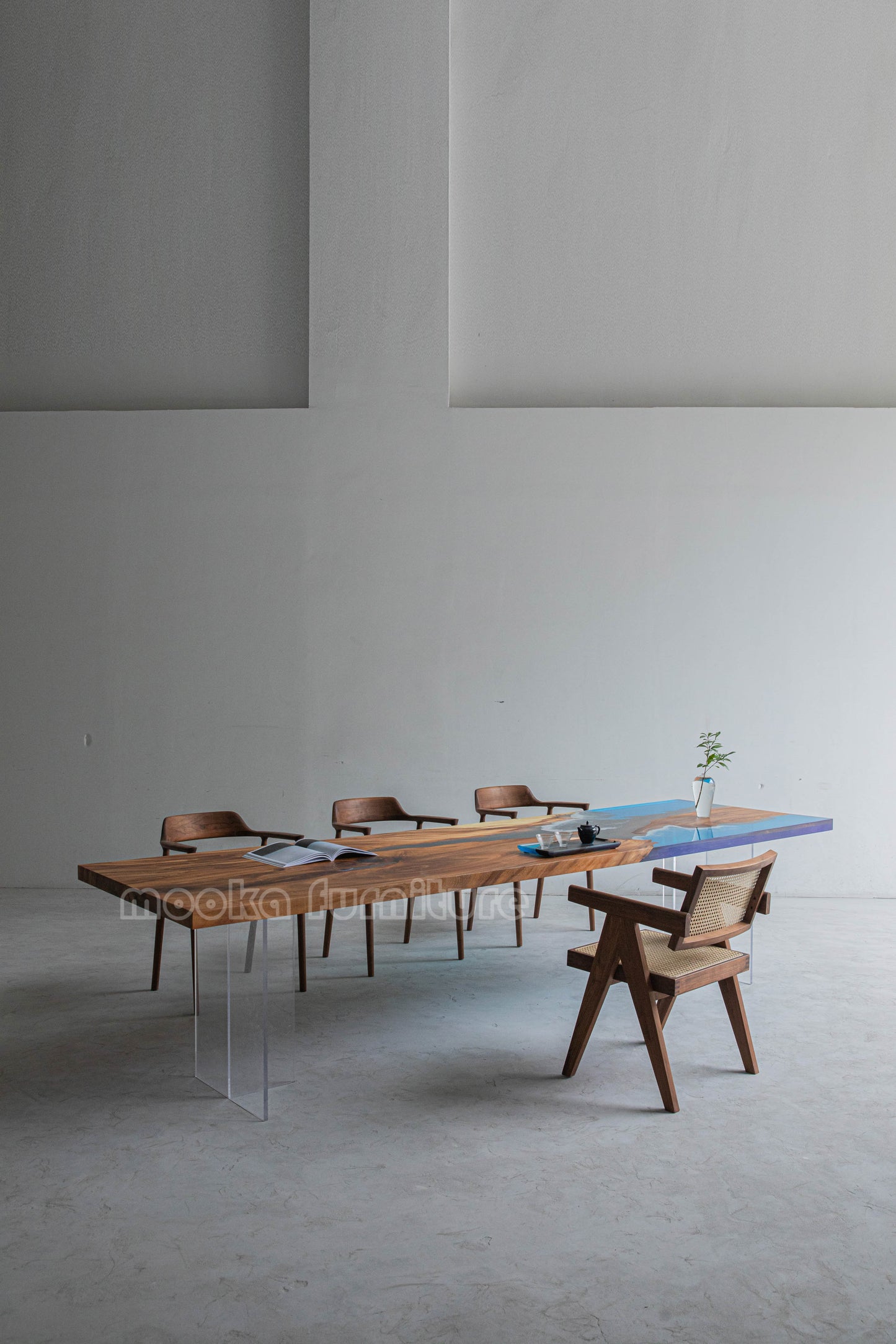 Resin Wood Dining Table - MOOKAFURNITURE