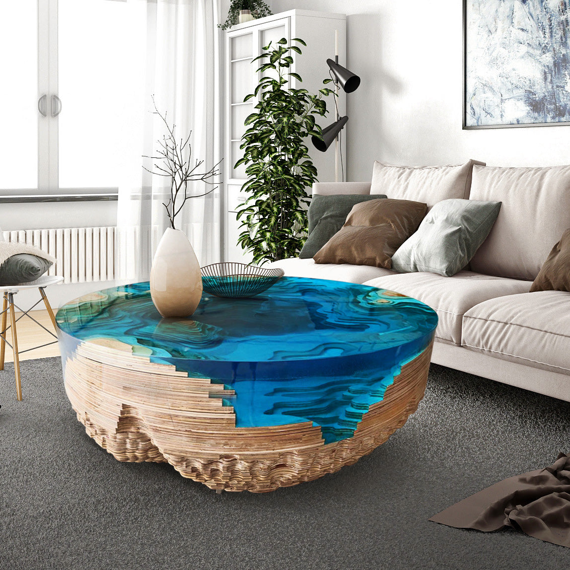 unique blue ocean abyss table - MOOKAFURNITURE