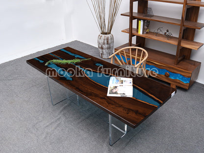 Resin Wood Dining Table - MOOKAFURNITURE