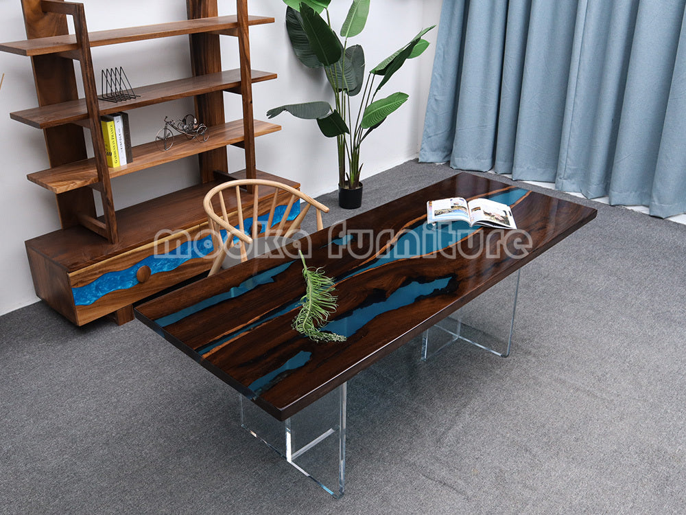 Resin Wood Dining Table - MOOKAFURNITURE