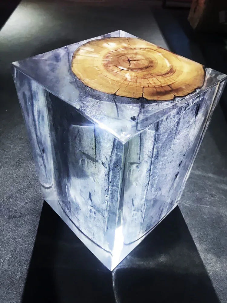 Tree trunk epoxy end table - MOOKA FURNITURE