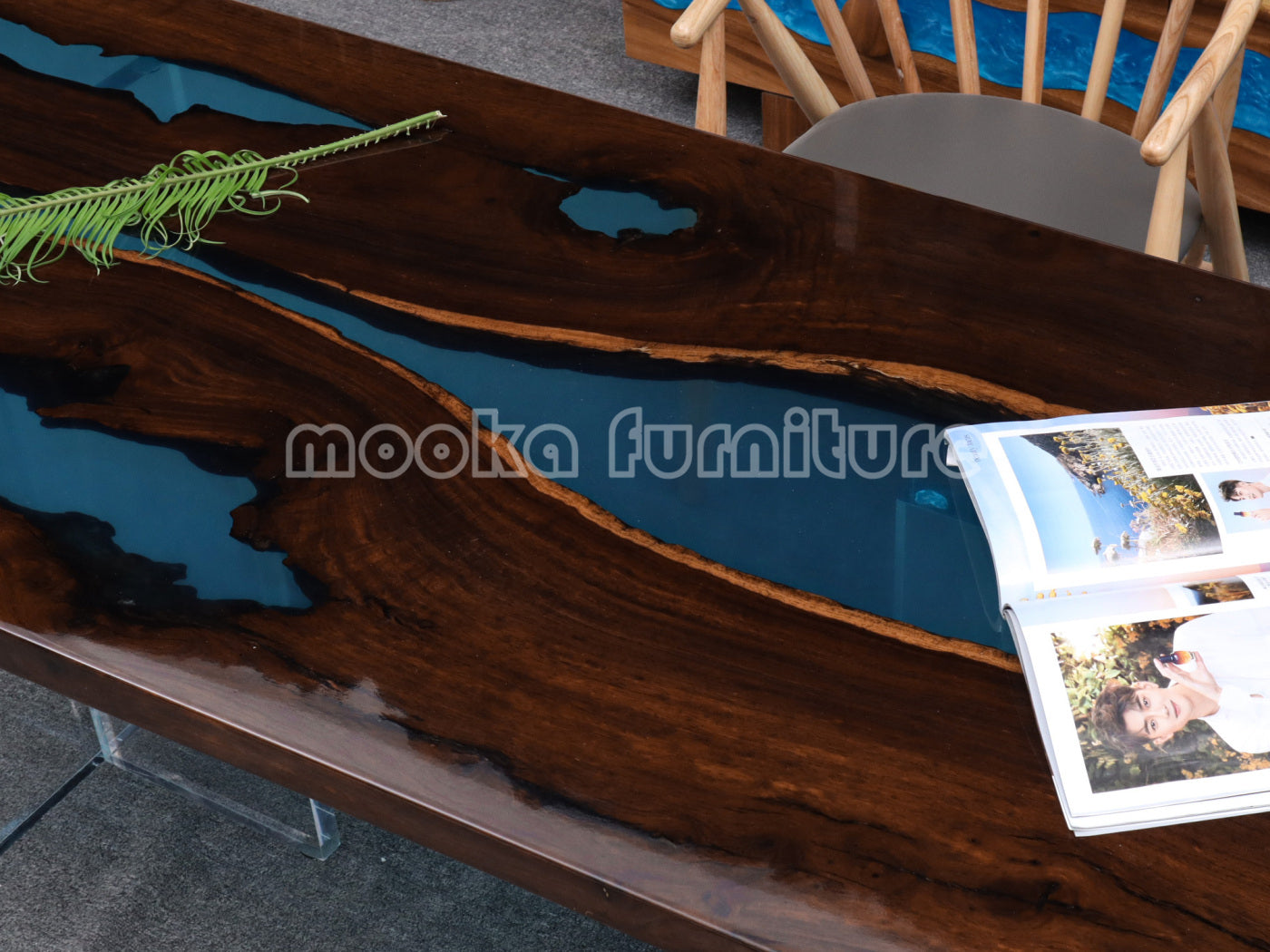 Resin Wood Dining Table - MOOKAFURNITURE