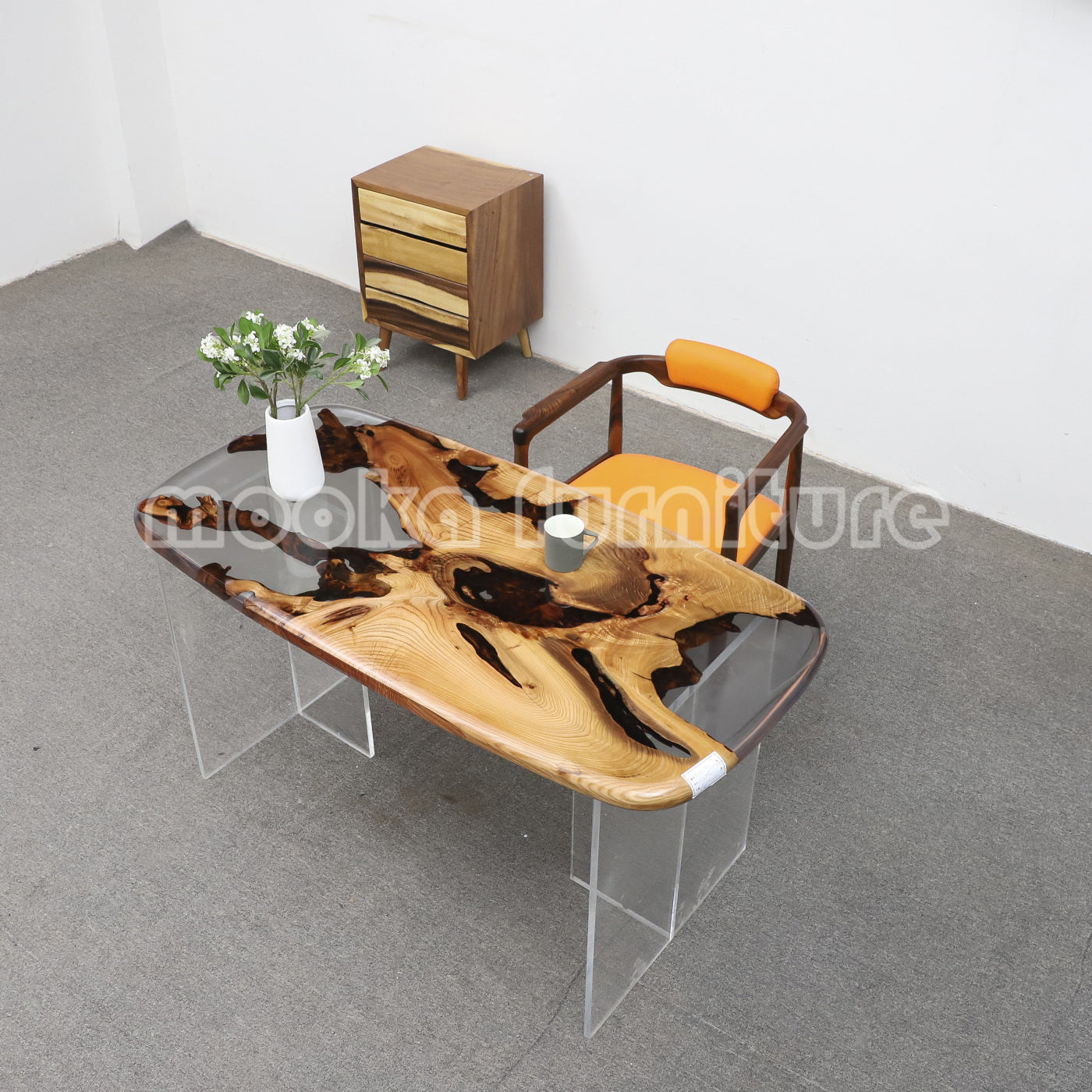 Resin Wood Dining Table - MOOKAFURNITURE