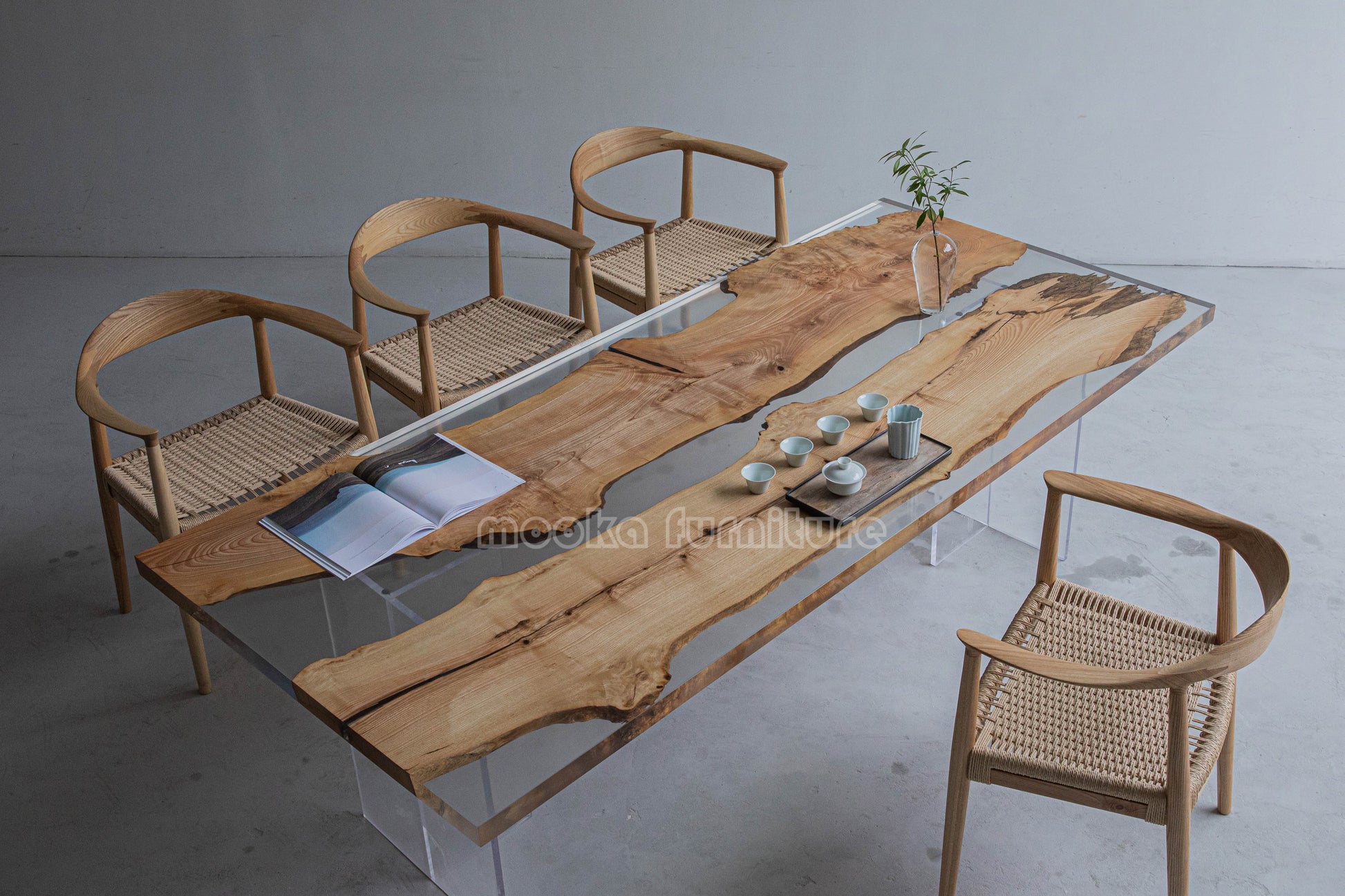 Resin Wood Dining Table - MOOKAFURNITURE