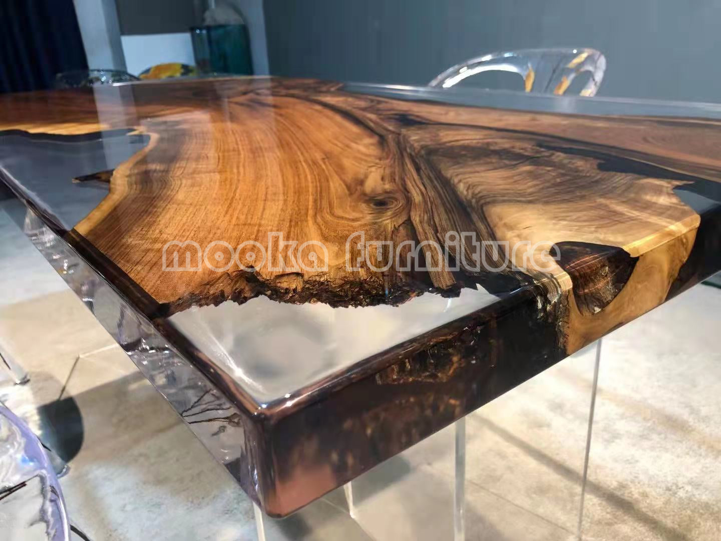 Resin Wood Dining Table - MOOKAFURNITURE