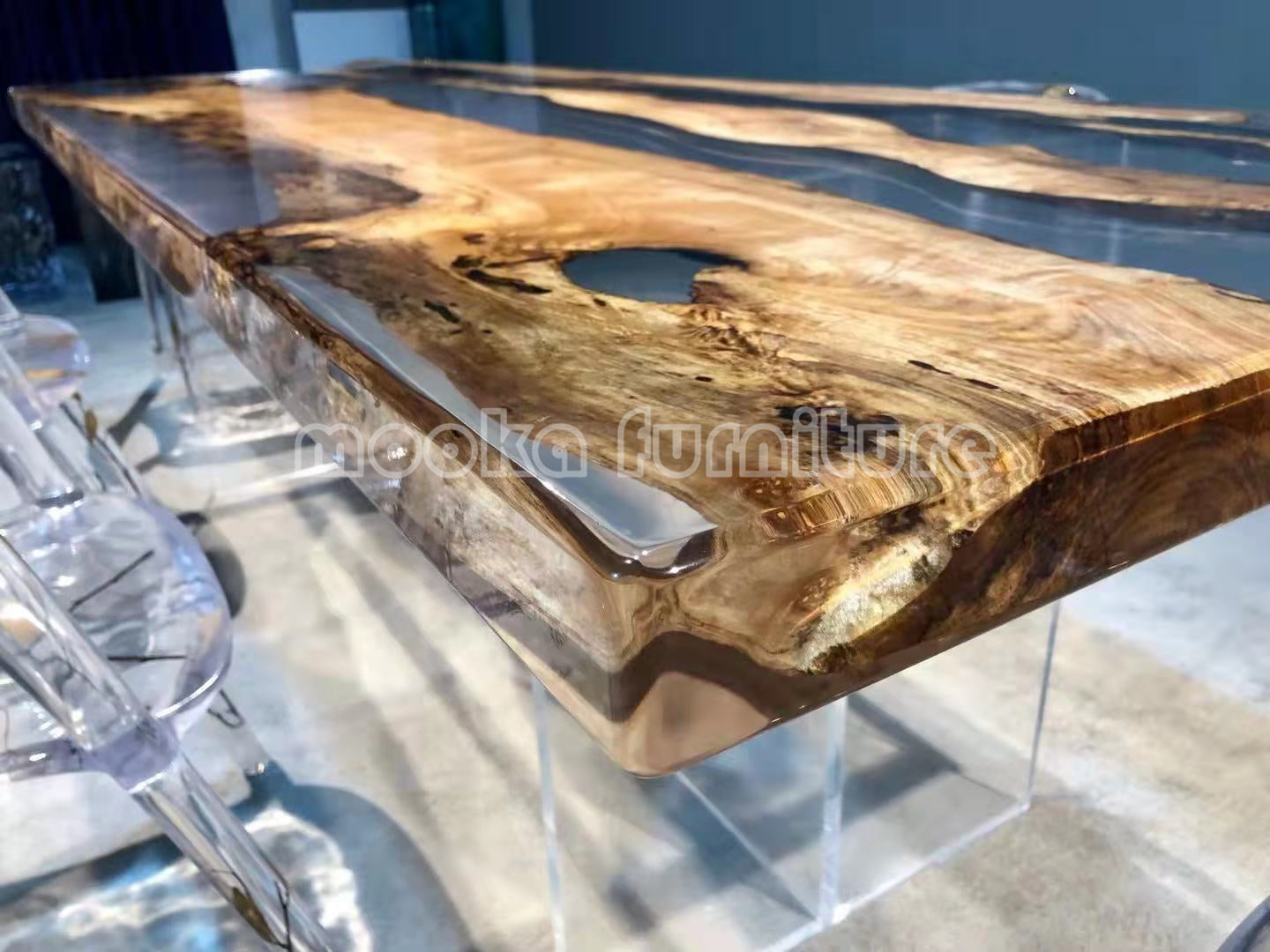 Resin Wood Dining Table - MOOKAFURNITURE