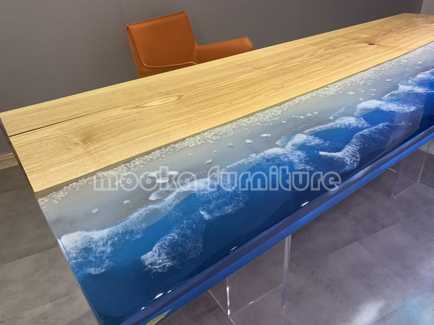 Resin Wood Dining Table - MOOKAFURNITURE