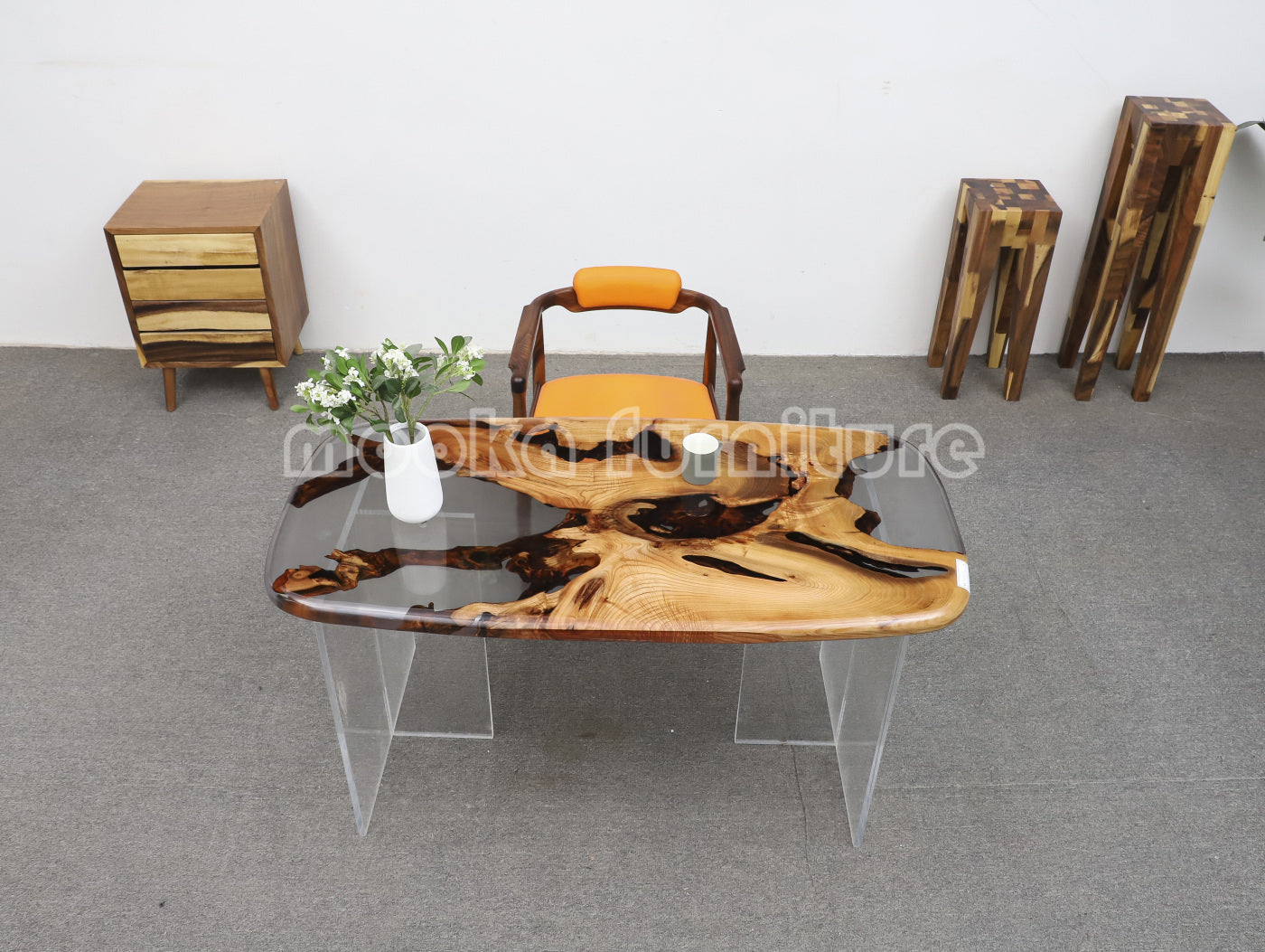 Resin Wood Dining Table - MOOKAFURNITURE