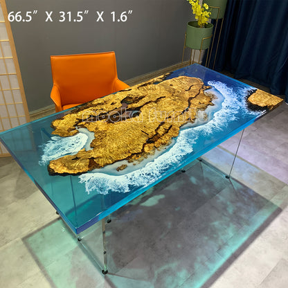 Resin Wood Dining Table - MOOKAFURNITURE