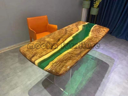 Resin Wood Dining Table - MOOKAFURNITURE