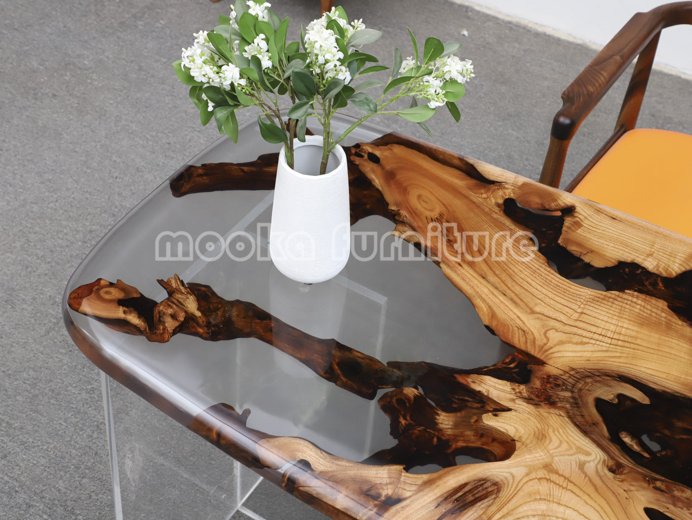 Resin Wood Dining Table - MOOKAFURNITURE