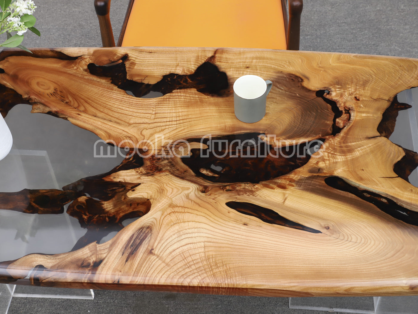 Resin Wood Dining Table - MOOKAFURNITURE