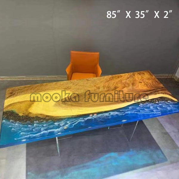 Resin Wood Dining Table - MOOKAFURNITURE