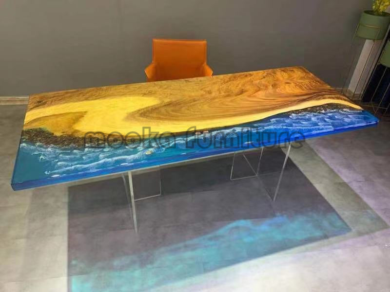 Resin Wood Dining Table - MOOKAFURNITURE