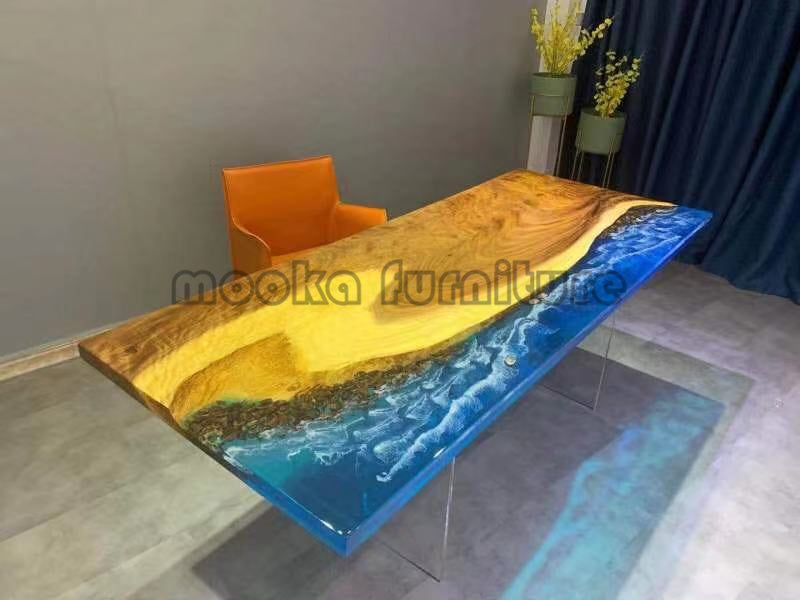 Resin Wood Dining Table - MOOKAFURNITURE