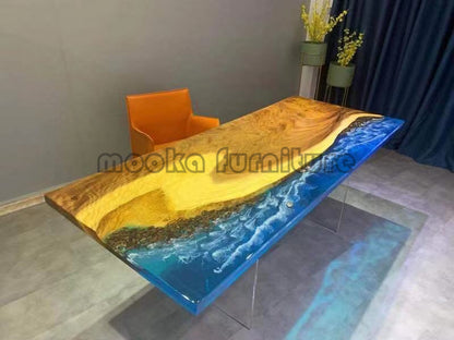 Resin Wood Dining Table - MOOKAFURNITURE