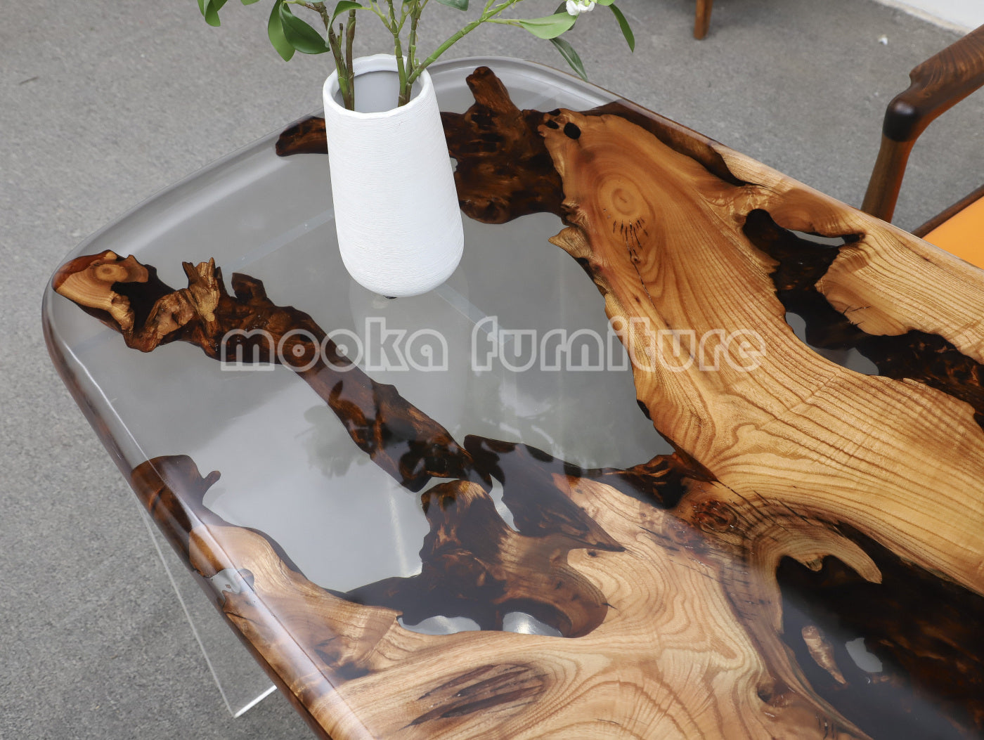 Resin Wood Dining Table - MOOKAFURNITURE