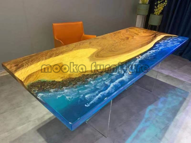 Resin Wood Dining Table - MOOKAFURNITURE