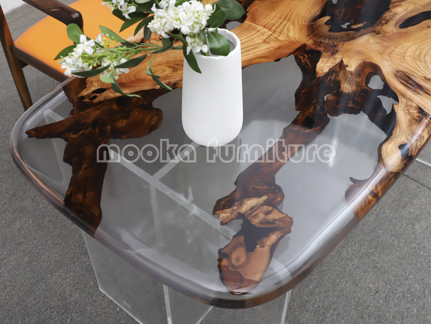 Resin Wood Dining Table - MOOKAFURNITURE