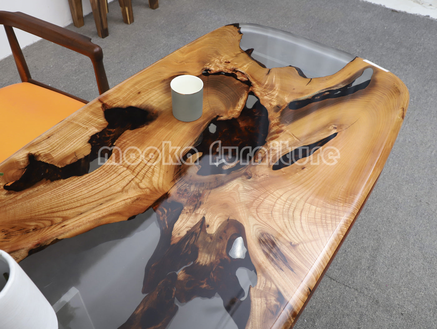 Resin Wood Dining Table - MOOKAFURNITURE