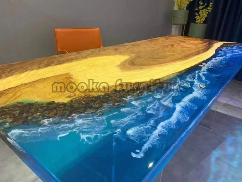 Resin Wood Dining Table - MOOKAFURNITURE