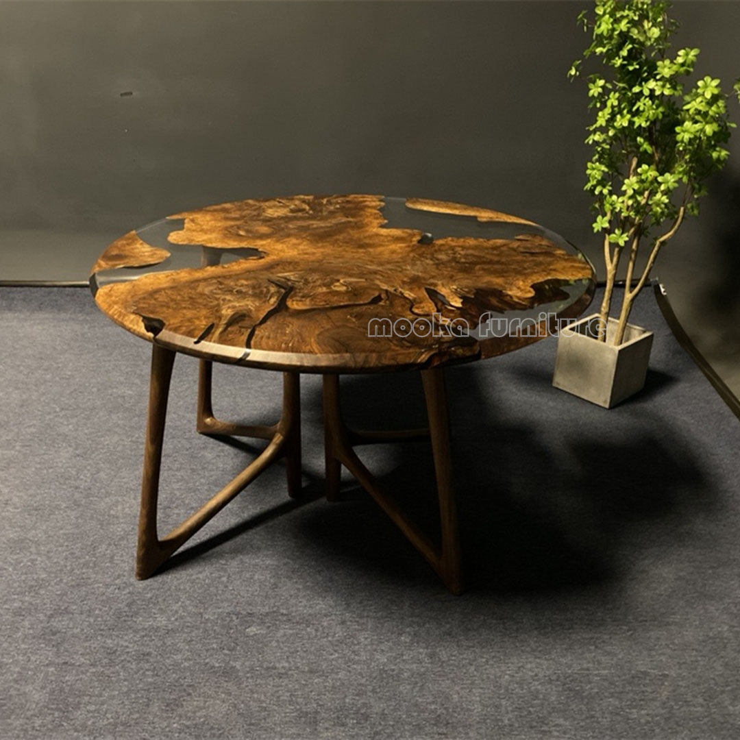 Resin Wood Dining Table - MOOKAFURNITURE