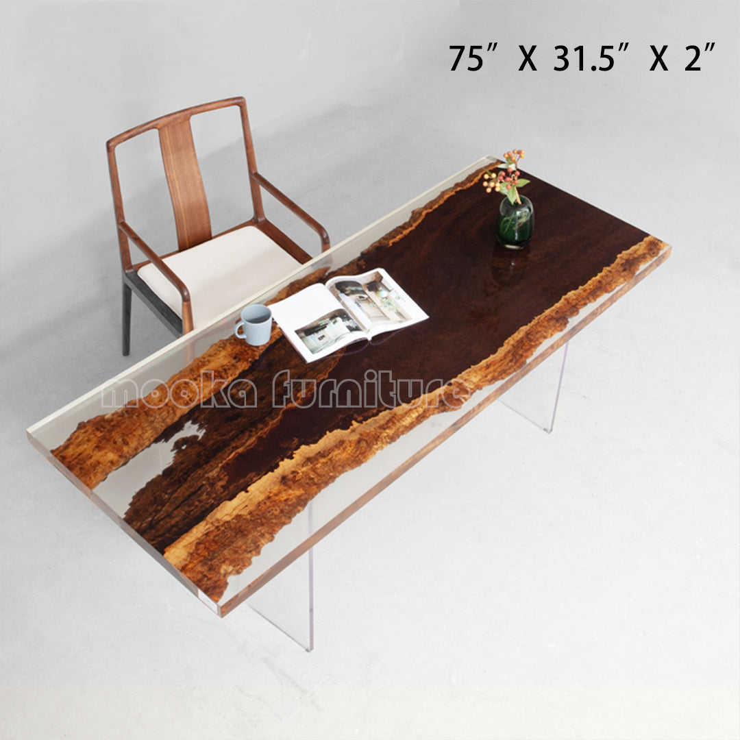 Resin Wood Dining Table - MOOKAFURNITURE