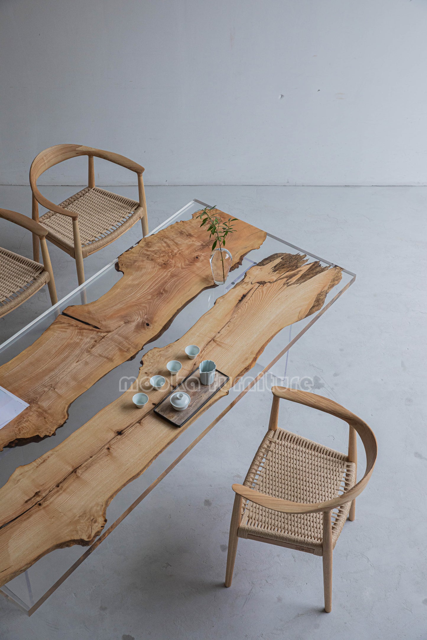 Resin Wood Dining Table - MOOKAFURNITURE