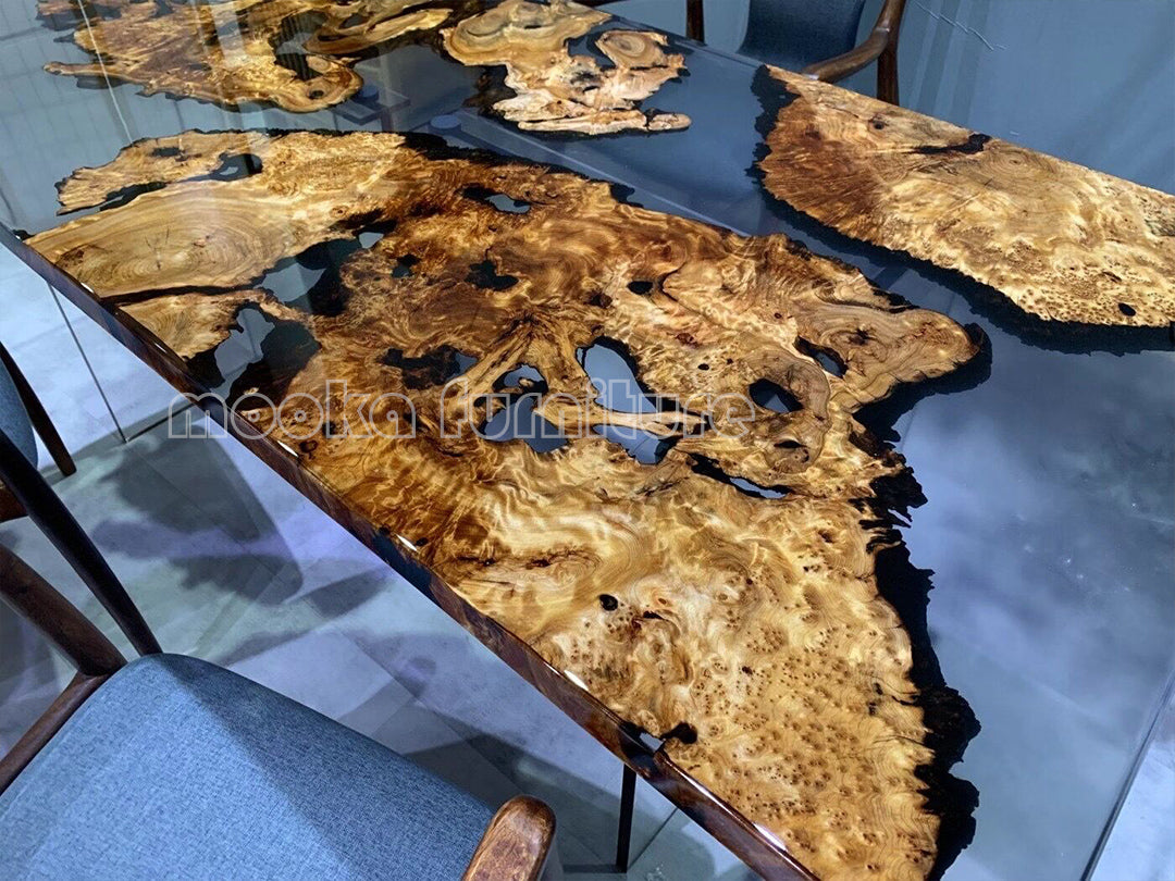 Resin Wood Dining Table - MOOKAFURNITURE