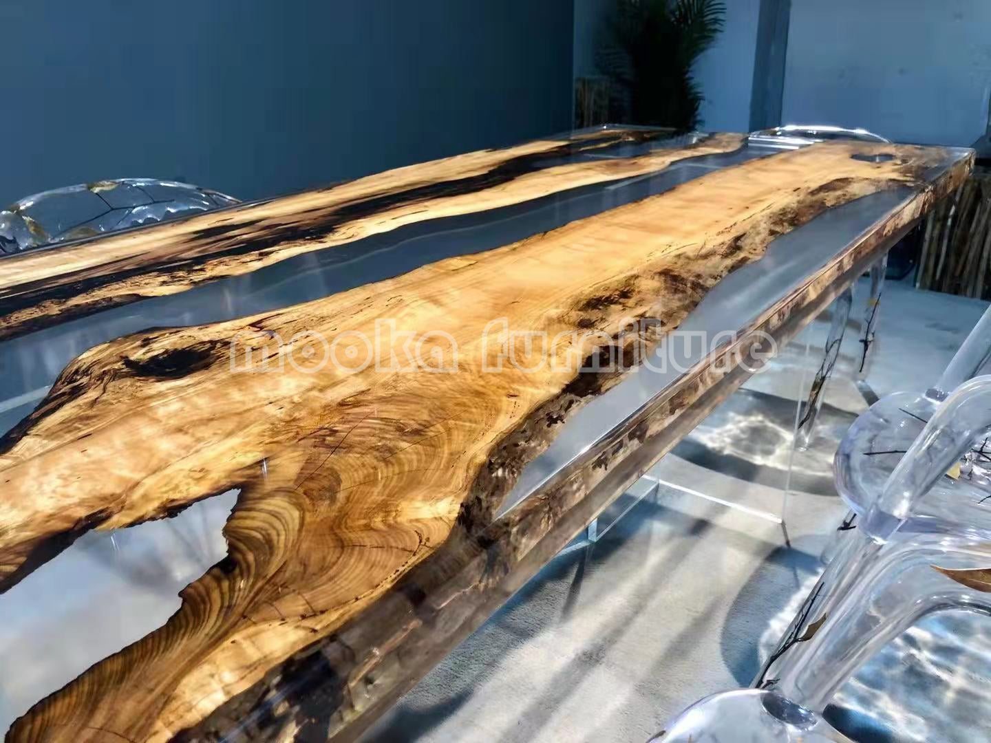 Resin Wood Dining Table - MOOKAFURNITURE