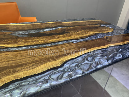 Resin Wood Dining Table - MOOKAFURNITURE