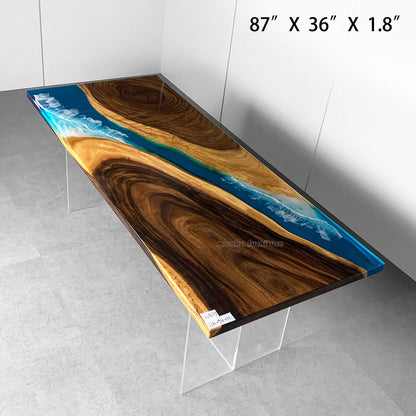 Resin Wood Dining Table - MOOKAFURNITURE