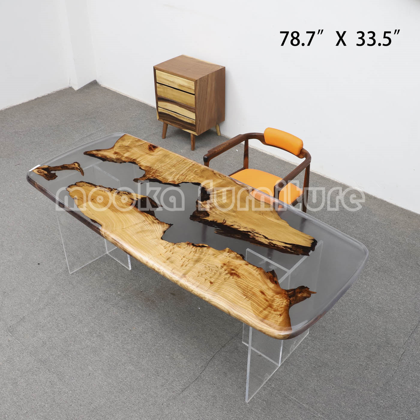 Resin Wood Dining Table - MOOKAFURNITURE