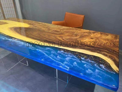 Resin Wood Dining Table - MOOKAFURNITURE