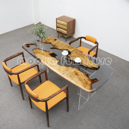 Resin Wood Dining Table - MOOKAFURNITURE