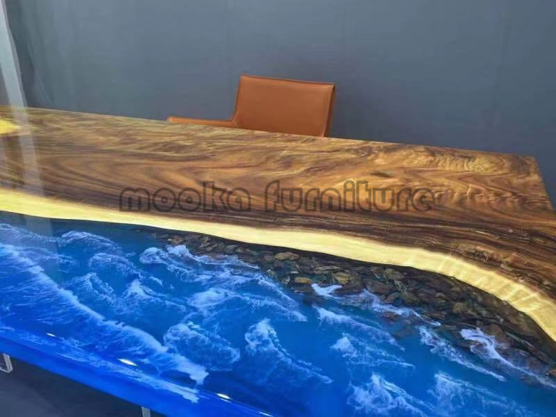 Resin Wood Dining Table - MOOKAFURNITURE