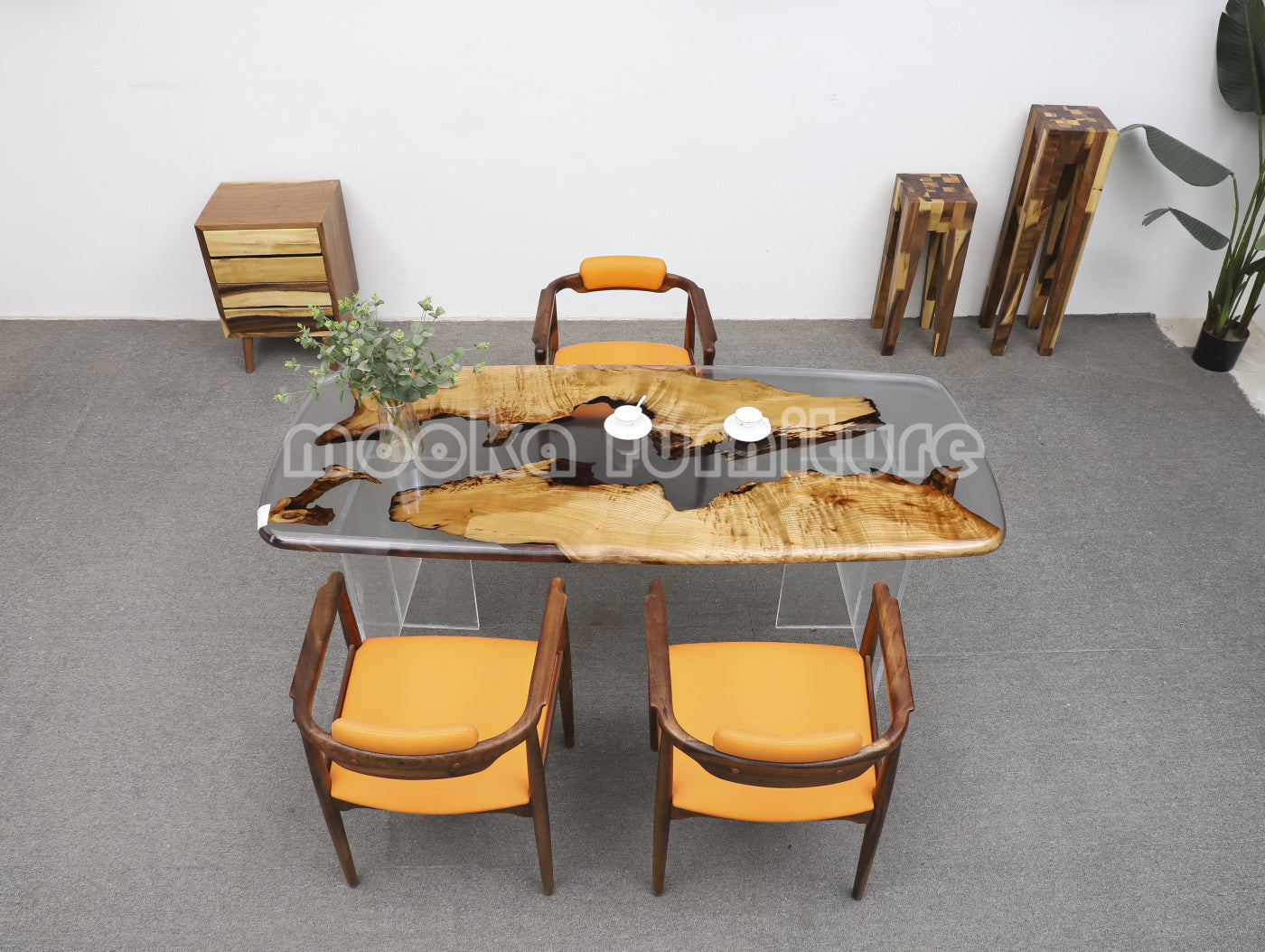 Resin Wood Dining Table - MOOKAFURNITURE