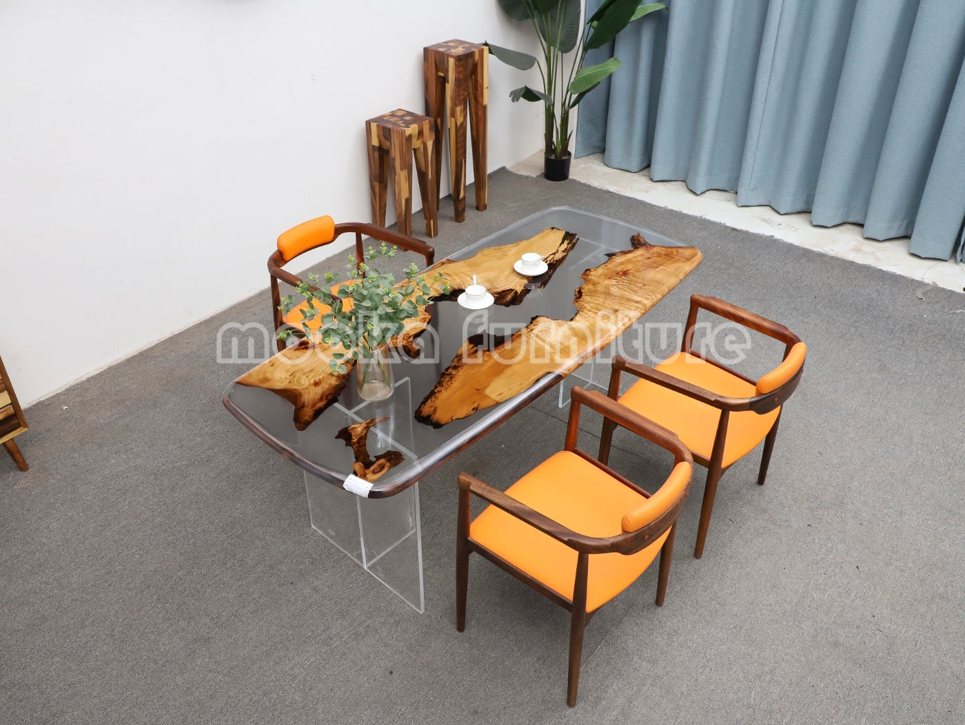 Resin Wood Dining Table - MOOKAFURNITURE