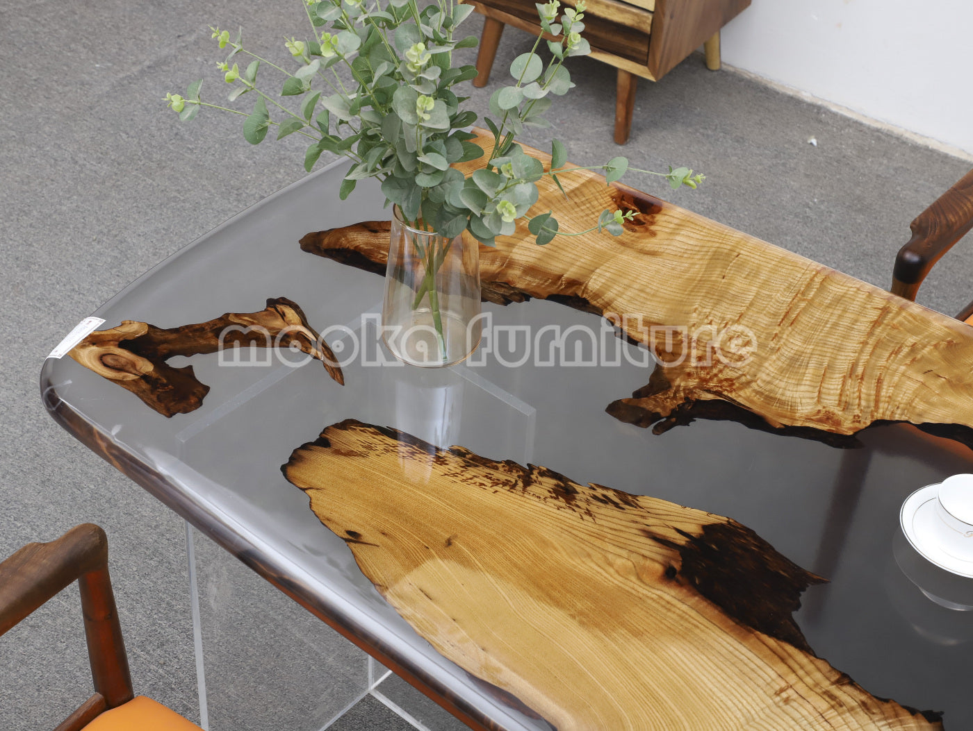 Resin Wood Dining Table - MOOKAFURNITURE