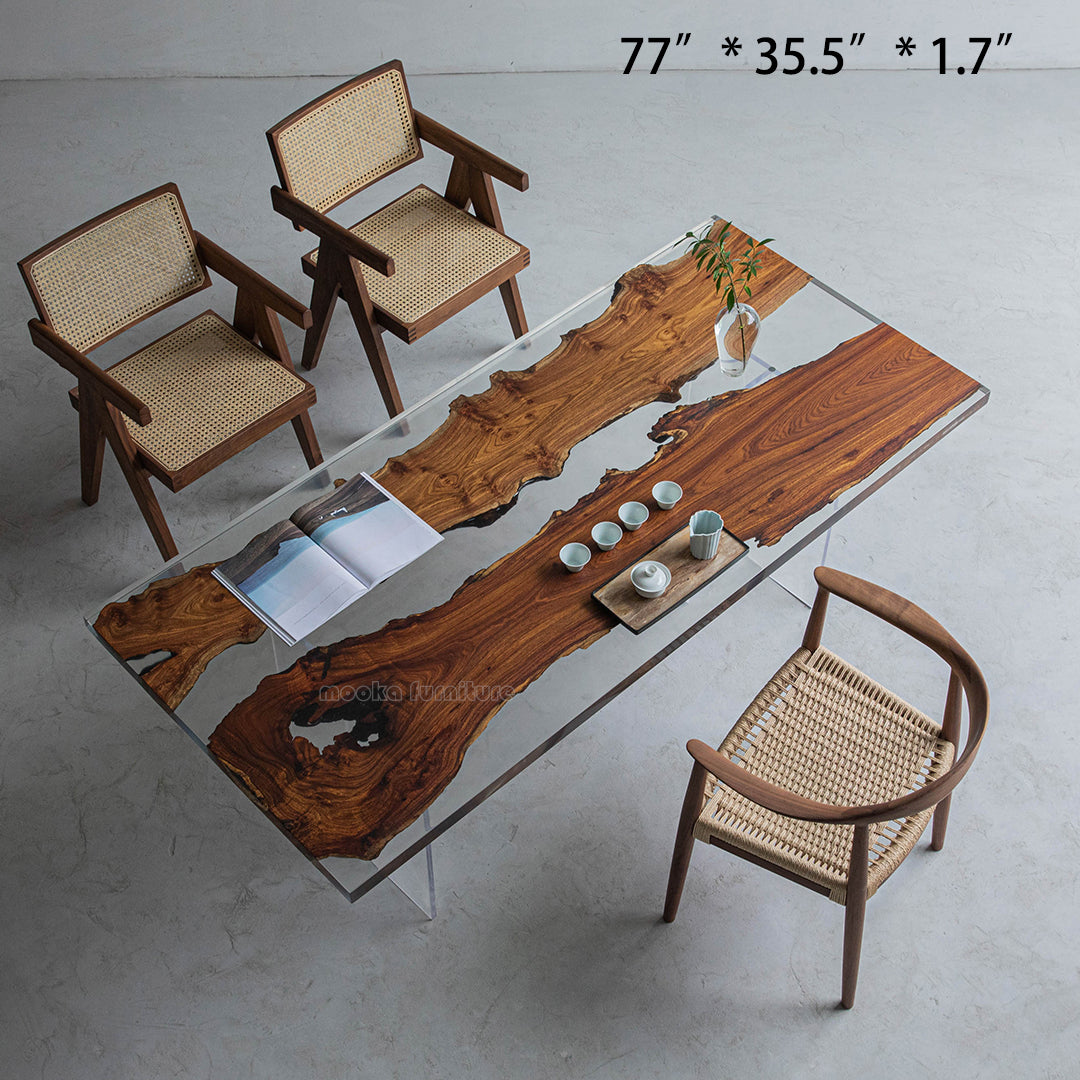 Resin Wood Dining Table - MOOKAFURNITURE